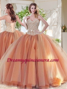 Exclusive Beaded Really Puffy Sweet 16 Dress in Orange