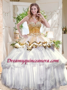Pretty Big Puffy Sweet 16 Dress with Beading and Ruffles Layers