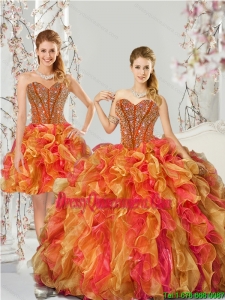 New Arrival Beading and Ruffles Quinceanera Dresses in Multi Color