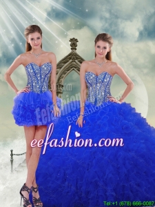 Most Popular Royal Blue Quinceanera Dresses with Beading and Ruffles for 2015 Spring