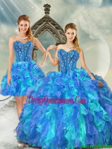 New Style and Detachable Beading and Ruffles Multi-color Quinceanera Dresses for 2015