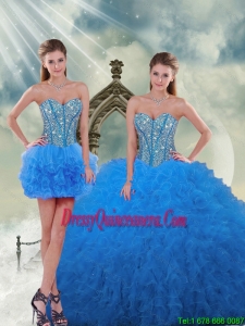 Most Popular and Pretty Aqua Blue Sweet 16 Dresses with Beading and Ruffles