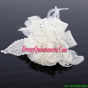 2014 Spring White Tulle Fascinators with Imitation Pearls
