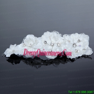 Cheap Eelgant White Lace Hair Flower with Beading