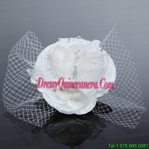 Cheap White Rhinestone Feather Imitation Pearls Hat Hair Ornament