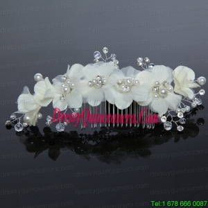 Green Tulle Rhinestone and Imitation Pearls 2014 Hair Combs