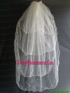 Beading Four Layers Tulle Fashionable Wedding Veil
