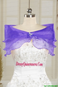 Organza Beading Purple Cheap Prom Shawls