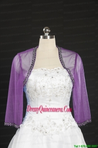 Fashionable Long Sleeves Lilac Wraps with Beading