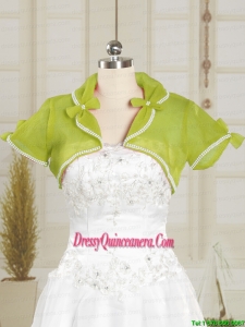 Olive Green Organza Wedding Party Shawls with Beading