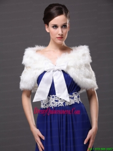 Bowknot V Neck Faux Fur Formal Occasions Wraps / Shawls