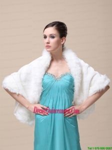 Faux Fur Special Occasion / Wedding Shawl With Open Front