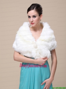 Top Selling Faux Fur Wedding Shawl With Lace V Leck