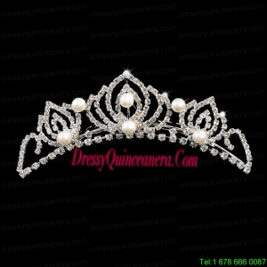 Popular Tiara With Rhinestone and Imitation Pearl Accents