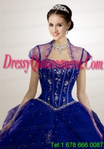 Appliques Tulle in Navy Blue Bolero Quinceanera Jackets Wedding with Beading