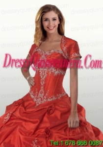 Exclusive Red Open Front Quinceanera Jacket With Appliques