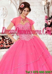 Exclusive Tulle Special Occasion Beading Quinceanera Jacket in Hot Pink