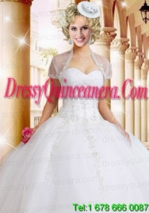 Fashionable White Organza Quinceanera Jacket with Appliques