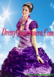 Lovely Fuchsia Organza Quinceanera Jacket with Ruffles