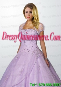 Popular Tulle Appliques and Beading Quinceanera Jacket in Lavender