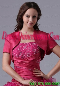 2015 Brand New Style Fuchsia Open Front Quinceanera Jacket
