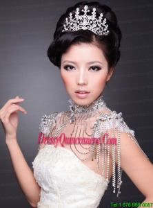 High Quality Alloy With Crystal Ladies Tiara and Necklace