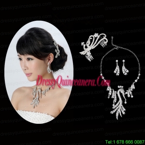 Round shaped Rotary Crystal Jewelry Set Including Necklace And Headpiece