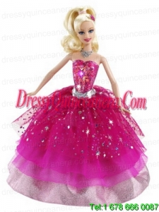 Beading Ball Gown Organza Colorful Barbie Doll Dress