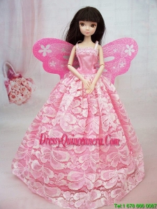 Lovely Handmade Pink Lace To Barbie Doll Dress