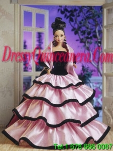 New Fashion Princess Handmade Baby Pink Strapless Party Clothes Fashion Dress for Noble Barbie