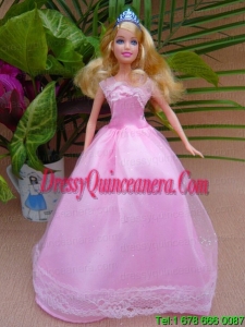 Sweet A Line and Floor Length For Party Barbie Doll Dress