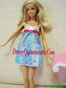 Beaded Ombre Color Dress With Straps Mini Length Barbie Doll Dress