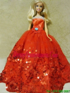 Beautiful Organza Red Ball Gown Barbie Doll Dress