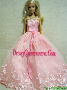 Beautiful Pink Dress With Embroidery Dress For Barbie Doll