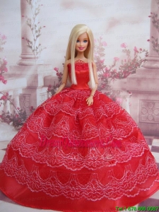 Exclusive Ball Gown Red Taffeta Barbie Doll Dress
