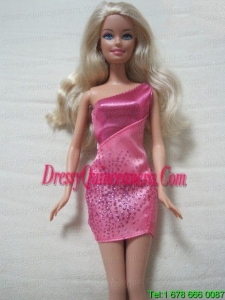 Fashion One Shoulder Mini-length Dress With Sequin and Beading Made To Fit the Barbie Doll