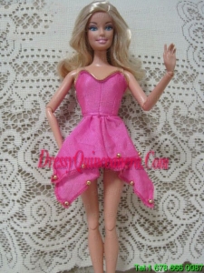 Fashion Pink Handmade Dress With Beading Made To Fit the Barbie Doll