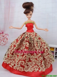 Fashionable Red Ball Gown Barbie Doll Dress