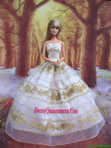Perfect Wedding Clothes Embroidery Ball Gown Gown For Barbie Doll