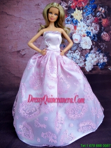 Simple Lilac Princess Embroidery Barbie Doll Dress