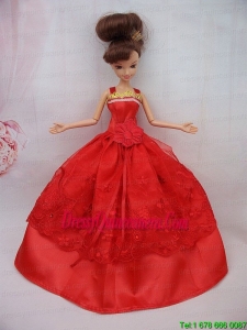 The Most Amazing Red Dress With Sash and Lace Wedding Dress For Barbie Doll