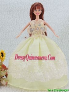 The Most Beautiful Beading and Embroidery Yellow Green Ball Gown Party Clothes Barbie Doll Dress