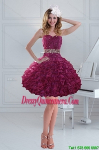 Fashionable and Beautiful Beading Strapless Dama Dresses for 2015