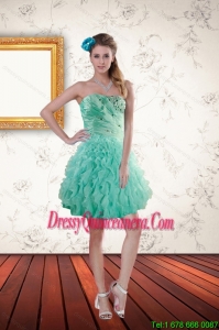 2015 Beautiful Apple Green Dama Dresses with Appliques and Ruffles