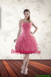 2015 Beautiful Strapless Dama Dresses with Beading and Ruffles