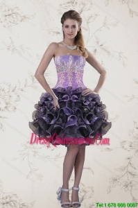 Beautiful Strapless Multi Color Dama Dresses with Ruffles and Appliqeues