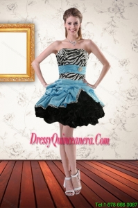 Beautiful Zebra Printed Strapless Dama Dresses with Ruffles and Pick Ups