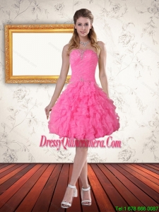 Popular Baby Pink Sweetheart Dama Dress with Beading and Ruffled Layers