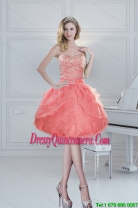 2015 Beautiful Sweetheart Watermelon Dama Dresses with Beading