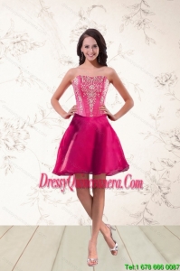 2015 Popular Strapless Dama Dresses with Appliques